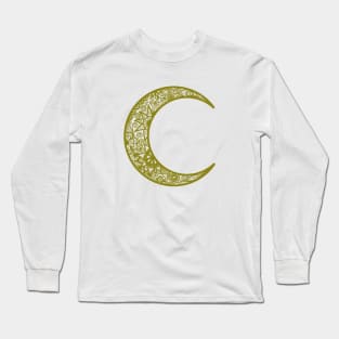 Green Henna Crescent Moon Long Sleeve T-Shirt